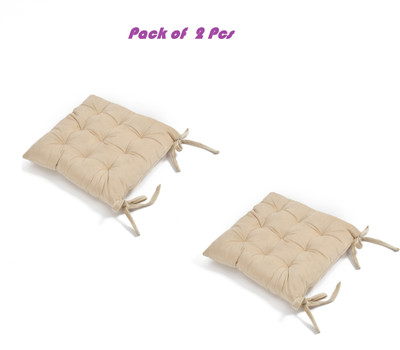 ZUCLLIN Polyester Fibre Chair Pad Pack of 2 Solid(Cream)