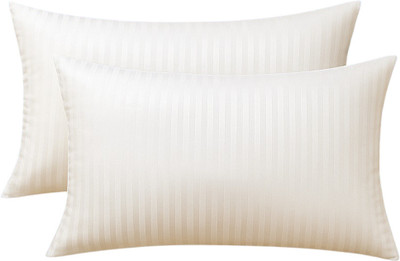ANILUQ || Soft and Luxury Microfibre pillow || Microfibre Stripes Sleeping Pillow Pack of 2(White)