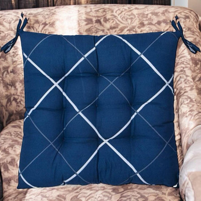 SOFT SNOOZE Soft Luxury Microfibre Solid Chair Pad Pack of 2(Blue)