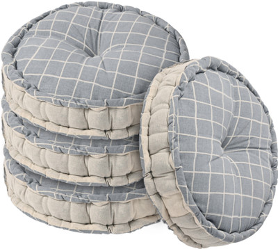 KUBER INDUSTRIES Microfibre Solid Chair Pad Pack of 4(Grey)