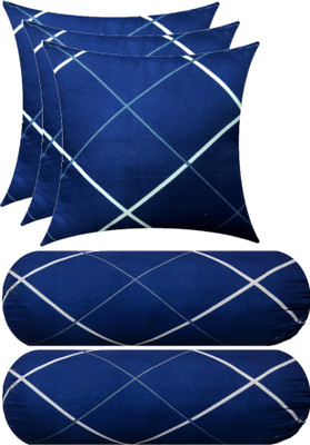GKM Microfibre Stripes Sleeping Pillow Pack of 5(Blue, White)