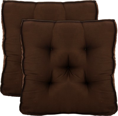 KUBER INDUSTRIES Microfibre Solid Chair Pad Pack of 2(Brown)