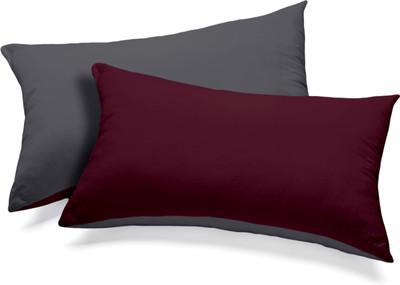Filbert Microfibre Solid Sleeping Pillow Pack of 2(Wine/Dark Grey)