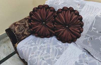 RACCOON Classic Look Microfibre Solid Cushion Pack of 2(Brown)
