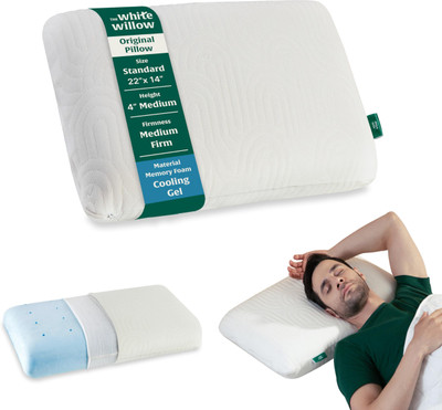 The White Willow Regular Medium Firm Orthopaedic Cooling Gel, Memory Foam Abstract Sleeping Pillow Pack of 1(Multicolor)