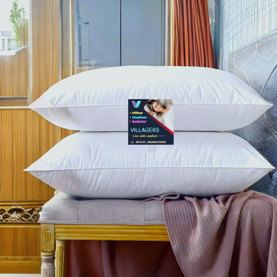 VILLAGERS Polyester Fibre Sleeping Pillow Pack of 2 Abstract LUXURY(White)