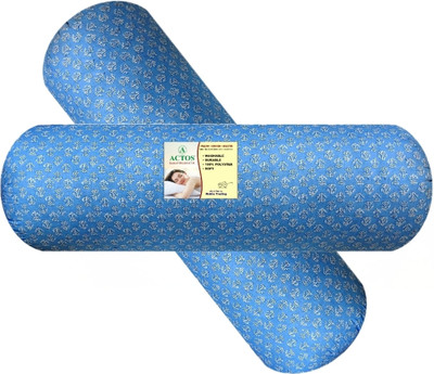 ACTOS Microfibre Bolster Pack of 2 Floral(Light Blue)