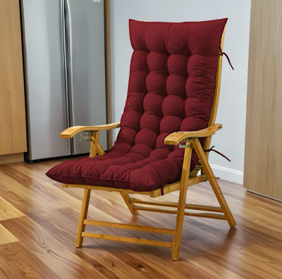 SOFT SNOOZE Microfibre Chair Pad Pack of 1 Solid Soft Luxury(Maroon)