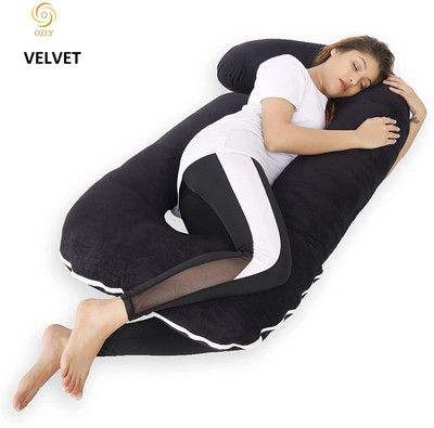 AMCATON ultra soft j shaped pillow Microfibre, Polyester Fibre Solid Pregnancy Pillow Pack of 1(Black)