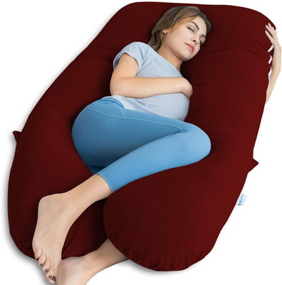 ANVANSA ultra soft u shape pillow Microfibre, Polyester Fibre Solid Pregnancy Pillow Pack of 1(wine)