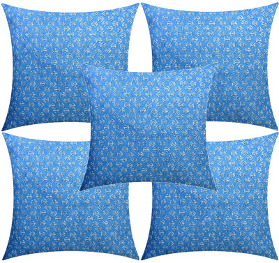Swikon star Microfibre Floral Cushion Pack of 5(Light Blue)