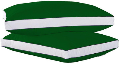 Mom's Moon Double Piping Colored Gusset Cotton Solid Sleeping Pillow Pack of 2(Dark Green)