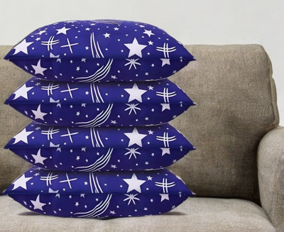 LIPONOS LUXURY Polyester Fibre Solid Sleeping Pillow Pack of 4(Blue)