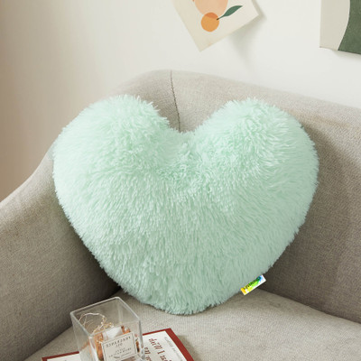 Cyuteenuts Aqua green fur cushion Microfibre Solid Cushion Pack of 1(Aqua Green)
