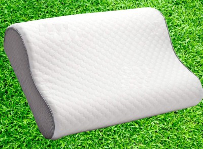 EVAGROW PLUS Memory Foam Geometric Orthopaedic Pillow Pack of 1(White, Grey)