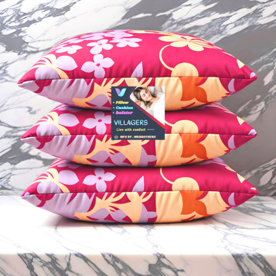 Tecsun FLOWER Microfibre Abstract Sleeping Pillow Pack of 3(Pink)