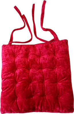 shubhu exports Microfibre Solid Chair Pad Pack of 1(Red)