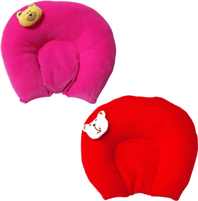 E VYAPAR KENDRA Mustard Seeds, Cotton Baby Pillow Pack of 2 Toons & Characters, Smiley(Dark Pink and Red)