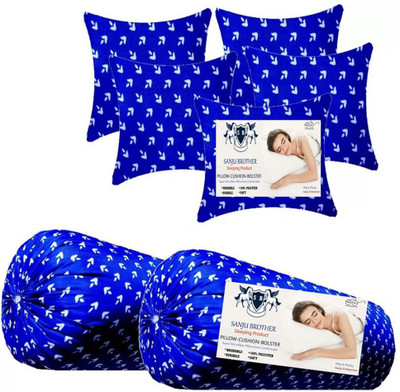 SANJU BROTHER 2 Bolester 5 Cushion Microfibre Solid Bolster Pack of 7(Printed)