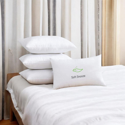 SOFT SNOOZE SOFT LUXURY Microfibre Solid Sleeping Pillow Pack of 4(White)