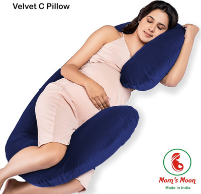 Mom's Moon C-Shape, Maternity Pillows for Pregnancy Sleeping Microfibre Solid Pregnancy Pillow Pack of 1(Dark Blue)