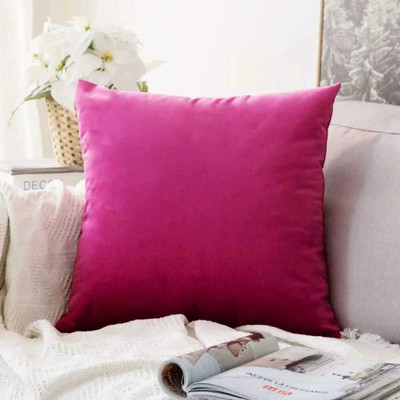 Khusi Microfibre Solid Cushion Pack of 2(DARK PINK)
