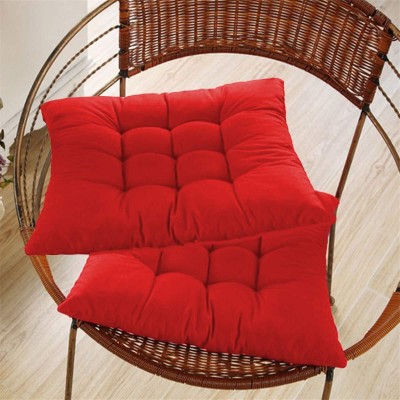 aeTHEric Microfibre Solid Chair Pad Pack of 2(Red)