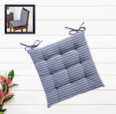 OASIS Cotton Geometric Chair Pad Pack of 1(Blue)
