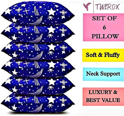 TWIROX LUXURY Microfibre Abstract, Solid Sleeping Pillow Pack of 6(Blue)