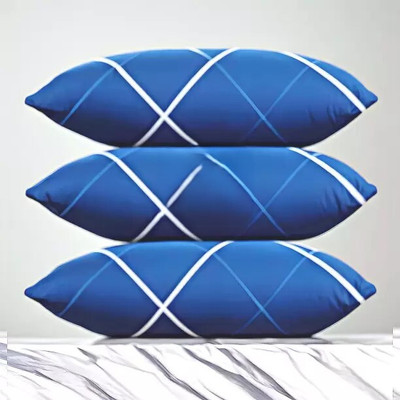 fulffystyl Cotton Sleeping Pillow Pack of 3 Solid SOFT(Blue)