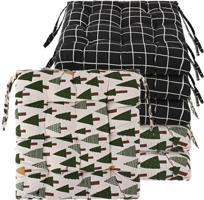 KUBER INDUSTRIES Microfibre Abstract Chair Pad Pack of 6(Black, Green)
