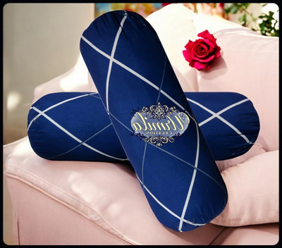 Urmila Creation Round Microfibre Geometric Bolster Pack of 2(Dark Blue)