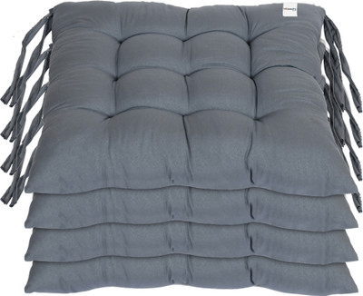 HOMESTIC by Kuber Industries Microfibre Solid Chair Pad Pack of 4(Grey)