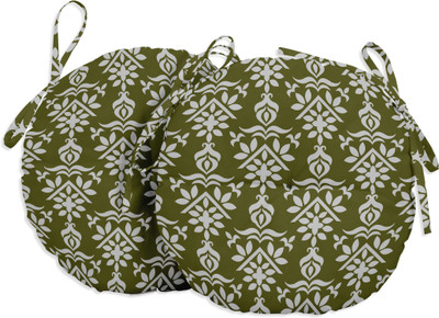Vargottam Polyester Fibre Motifs Chair Pad Pack of 2(Olive Green)