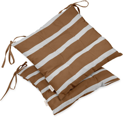 Vargottam Polyester Fibre Stripes Chair Pad Pack of 2(Brown 1)