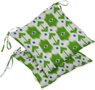 Vargottam Polyester Fibre Geometric Chair Pad Pack of 2(Light Green)