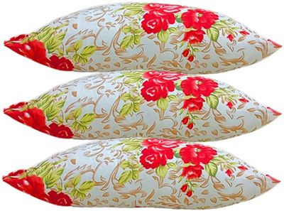 PALVIT Microfibre Abstract Sleeping Pillow Pack of 3(RED FLOWER)