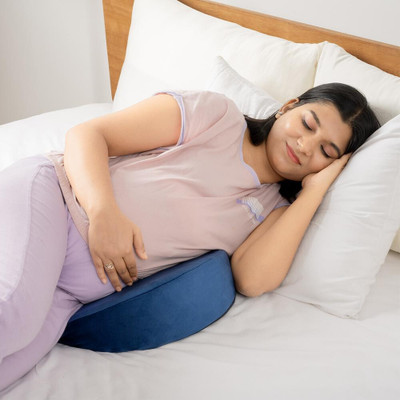 Wakefit Wedge-Shape Memory Foam Solid Pregnancy Pillow Pack of 1(Dark Blue)