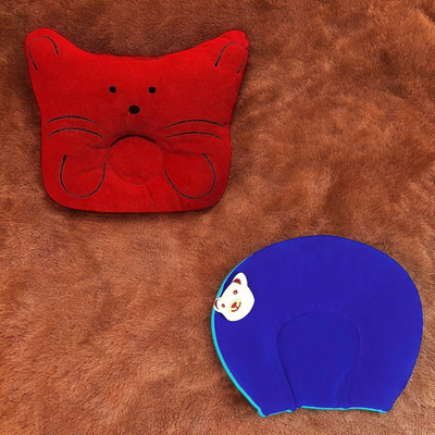 Ducudu Microfibre Solid Baby Pillow Pack of 2(Red & Blue)