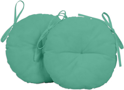 Vargottam Polyester Fibre Solid Chair Pad Pack of 2(Aquamarine Green)