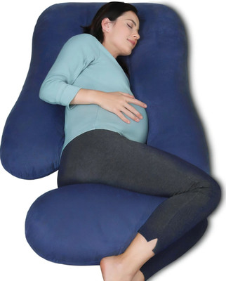 Soo Jaoo Maternity Pillow Microfibre Solid Pregnancy Pillow Pack of 1(Navy Blue)