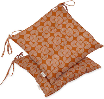 Vargottam Polyester Fibre Geometric Chair Pad Pack of 2(Orange)