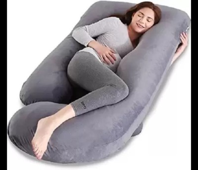 JAGA HOME DECOR Polyester Fibre Solid Pregnancy Pillow Pack of 1(Grey)