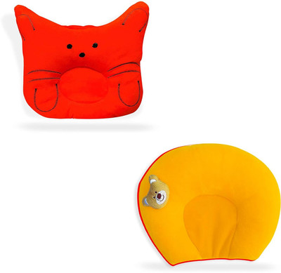 Found Fit Mustard Seeds Solid Baby Pillow Pack of 2(Orange & Yellow)