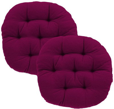 Daddy Cool Large Comfort Round Cotton Solid Chair Pad Pack of 2(Wine)