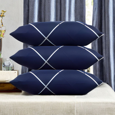 Urmila Creation LUXURY Microfibre Solid Sleeping Pillow Pack of 3(Blue)