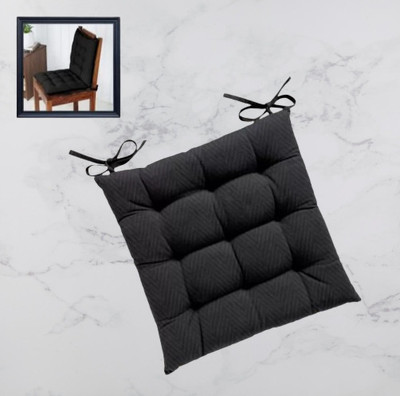 THM Microfibre Solid Chair Pad Pack of 1(Black)