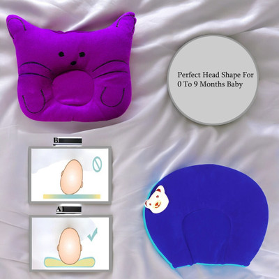 BabeDesk Microfibre Solid Baby Pillow Pack of 2(Purple & Blue)