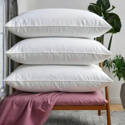 YPOLOIPO LUXURY Polyester Fibre Abstract Sleeping Pillow Pack of 3(White)