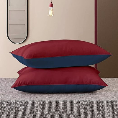 Relaxfeel Microfibre Solid Sleeping Pillow Pack of 2(MaroonBlue16x24pillow)